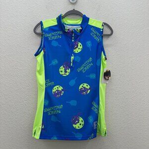Pickleball Bella 1/4 Zip Sleeveless Jersey Tank Top Shirt Womens size Medium NEW